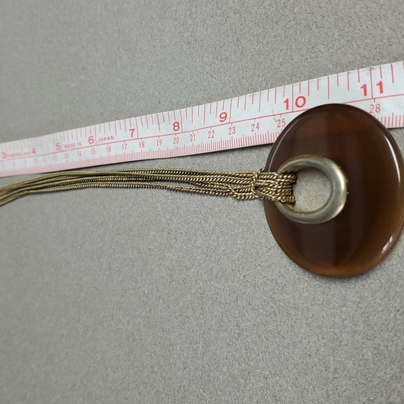 Lia Sophia Necklace Antique Gold chain with Brown Resin pendent - Picture 4 of 4